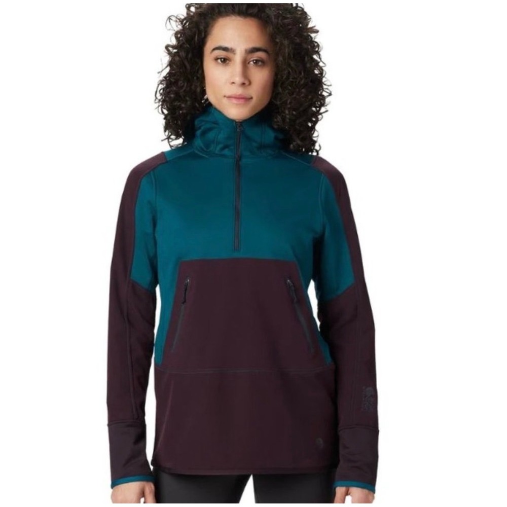 Mountain Hardwear Womens Frostzone Hybrid 1/2 Zip Hoodie Teal OL8023 Sz Small